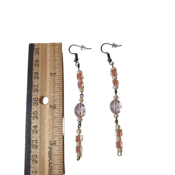 Handmade By Donovan Earrings Boho Bead Long Dangle Artisan Upcycled Twice Loved - Picture 3 of 6